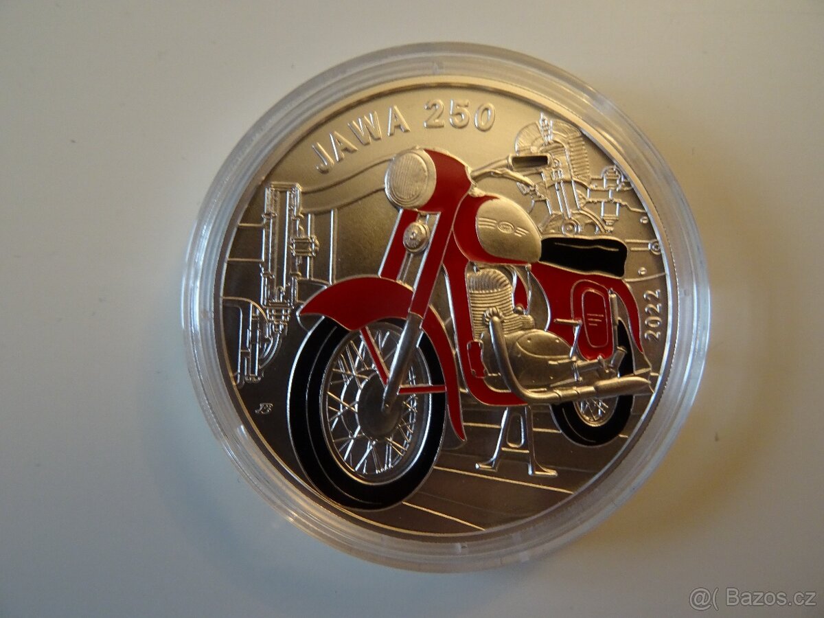 Stříbrná mince 500 Kč 2022 Motocykl Jawa 250 stand - 2