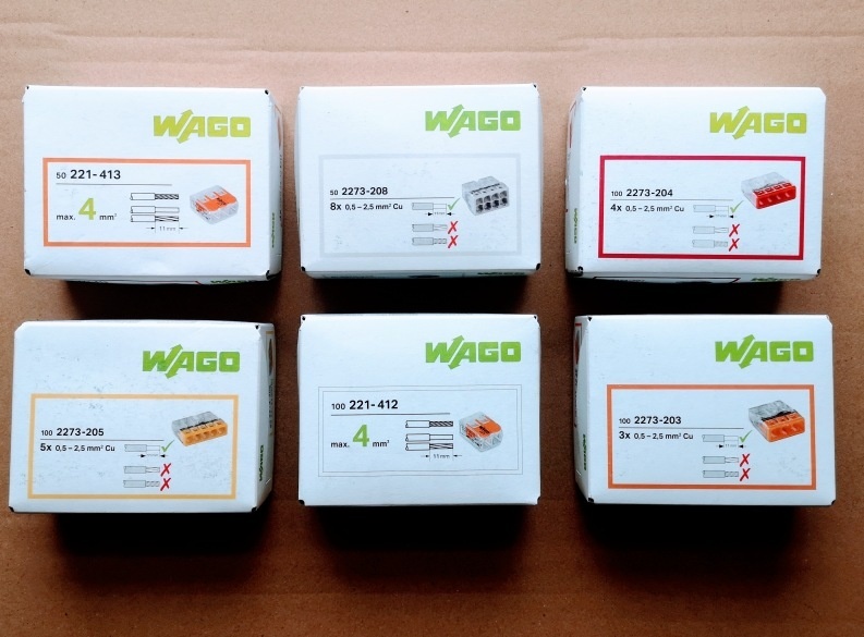 Wago svorky, 14 druhů, 2,2kč/ks 4,4kč/ks,... - 2