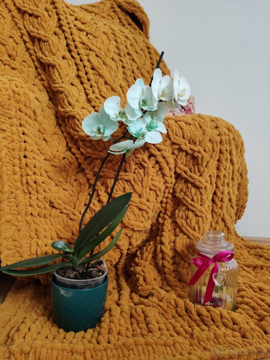 Pletená deka pro dospělé horčicová - 2