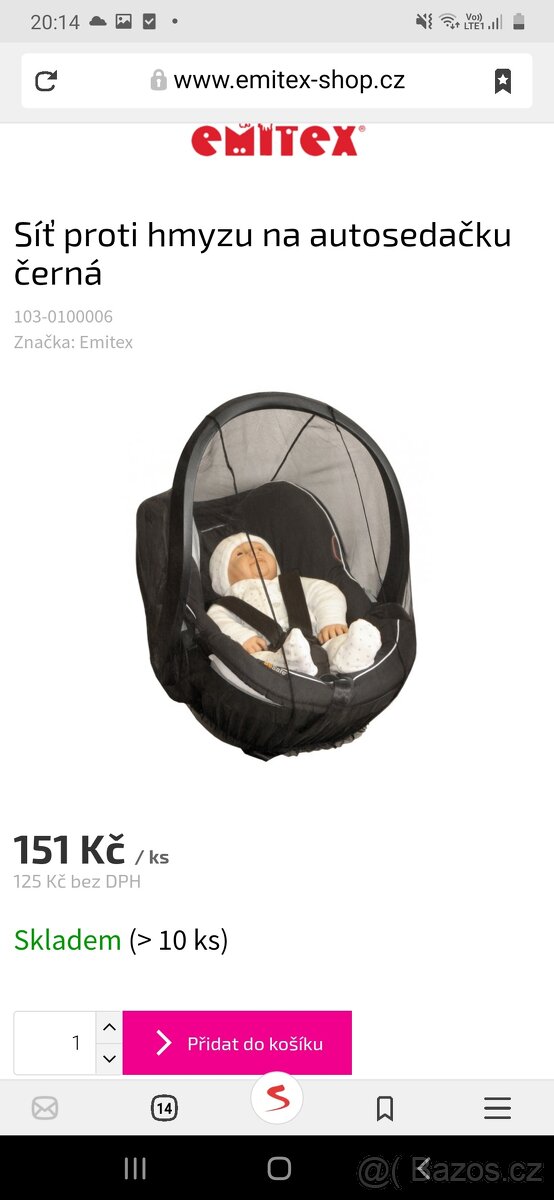 Síť proti hmyzu na autosedačku - 2