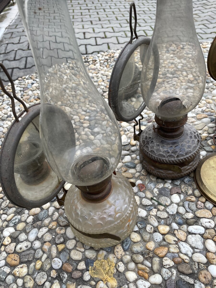 Prodám starožitné retro petrolejové lampy, nálezový stav - 2