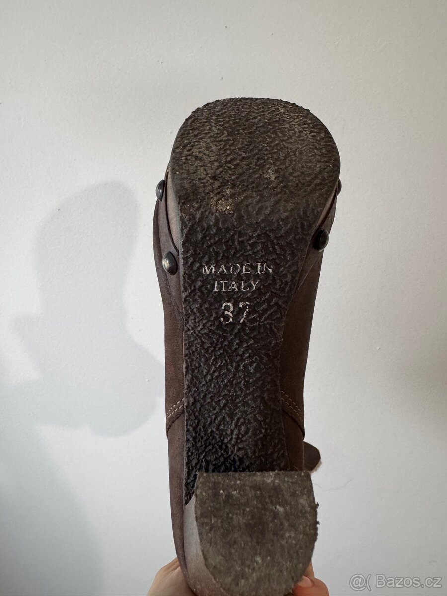 Kozene italske chocolate hnede boty 37 - 2