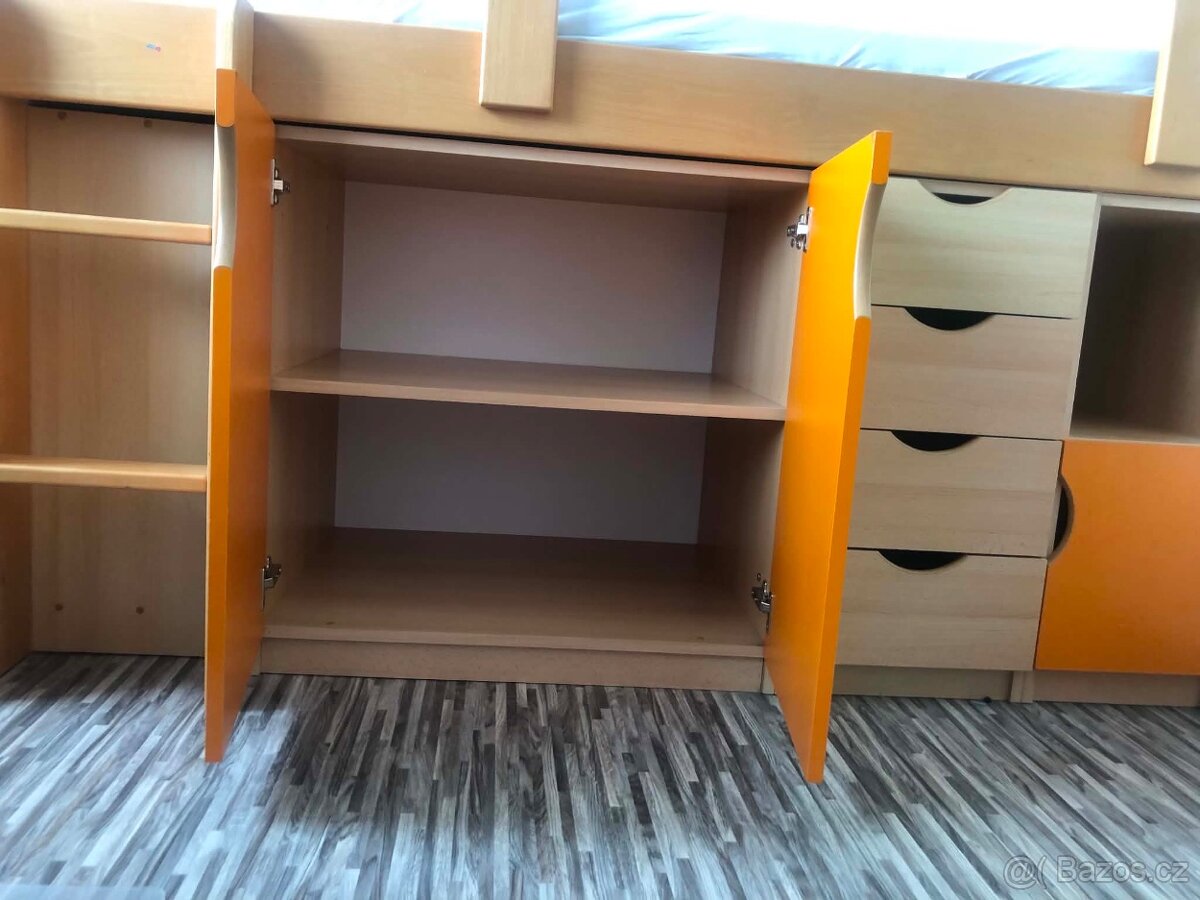 Dětská vyvýšená postel s úložným prostorem - 2