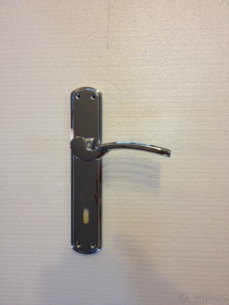 Dveřní klika / kování, stříbrná lesk, rozteč 90mm/23ks - 2