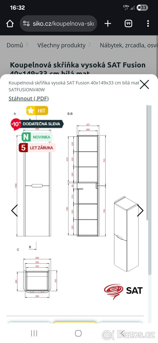 Koupelnová skřínka SAT Fusion - 2