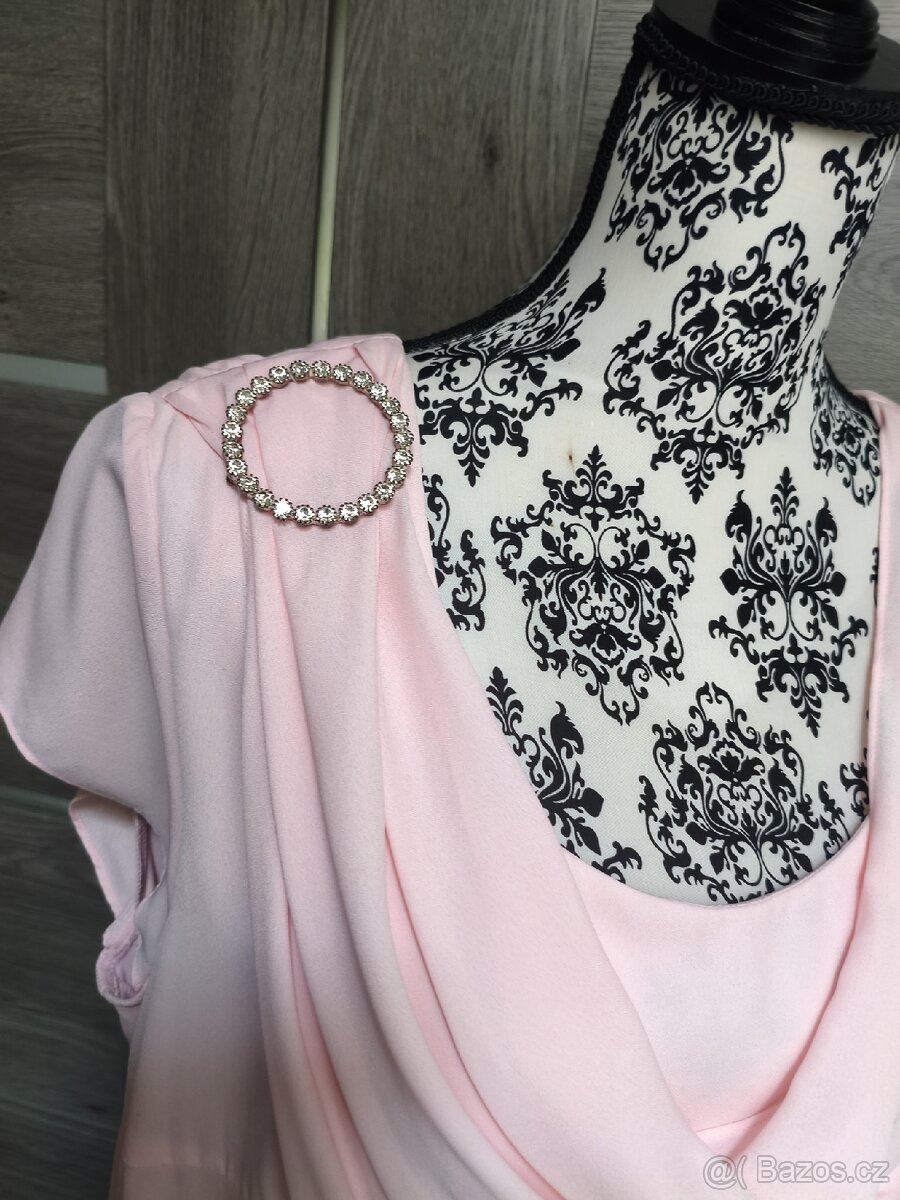 Růžové šifonové šaty vel. 48 - 2