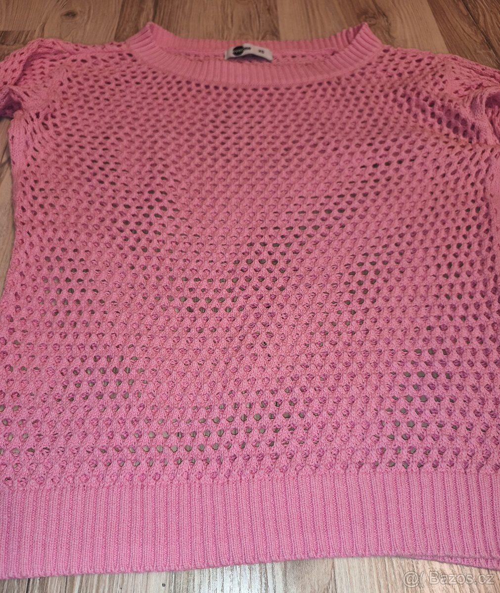 Dámský růžový háčkovaný svetr EVER.ME - vel. XS - 2