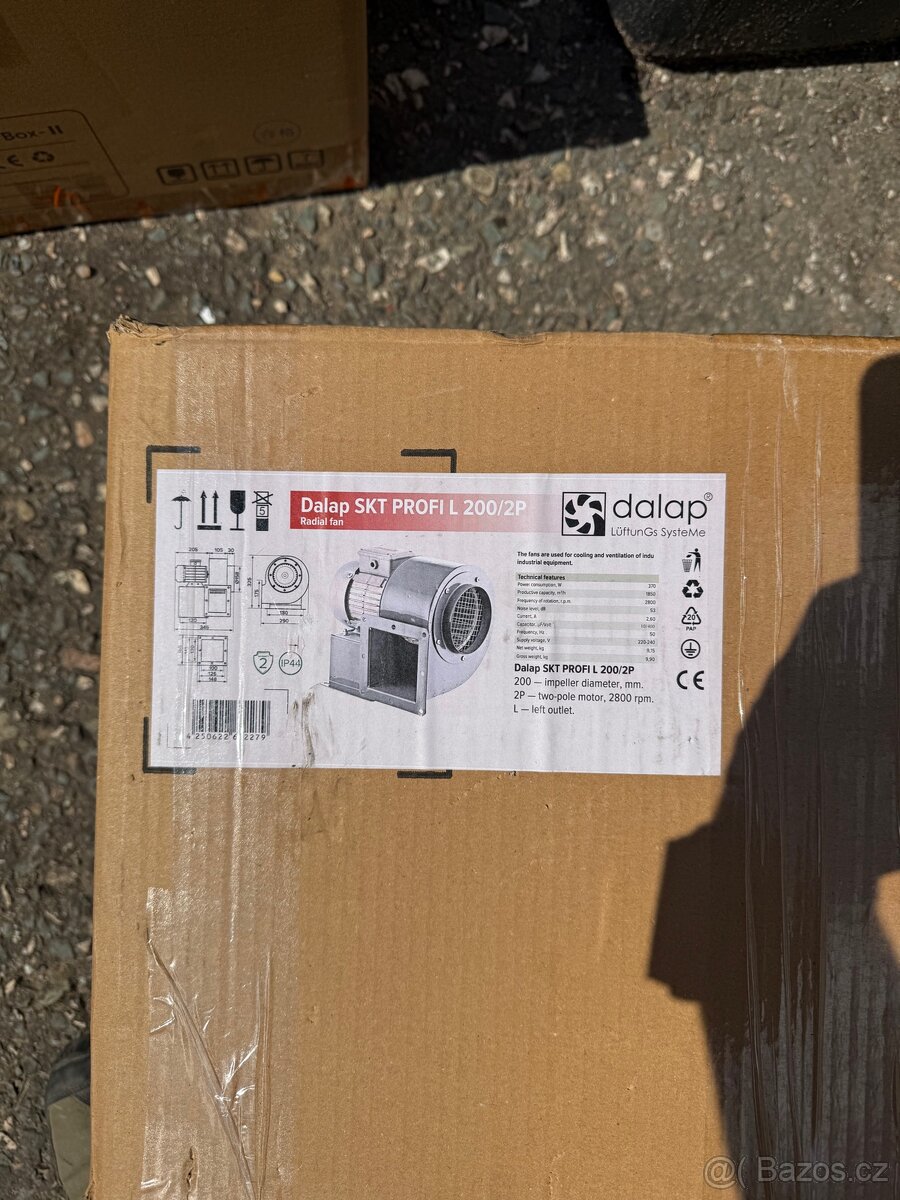 Průmyslový radiální ventilátor Dalap SKT PROFI 2P - 200mm L - 2
