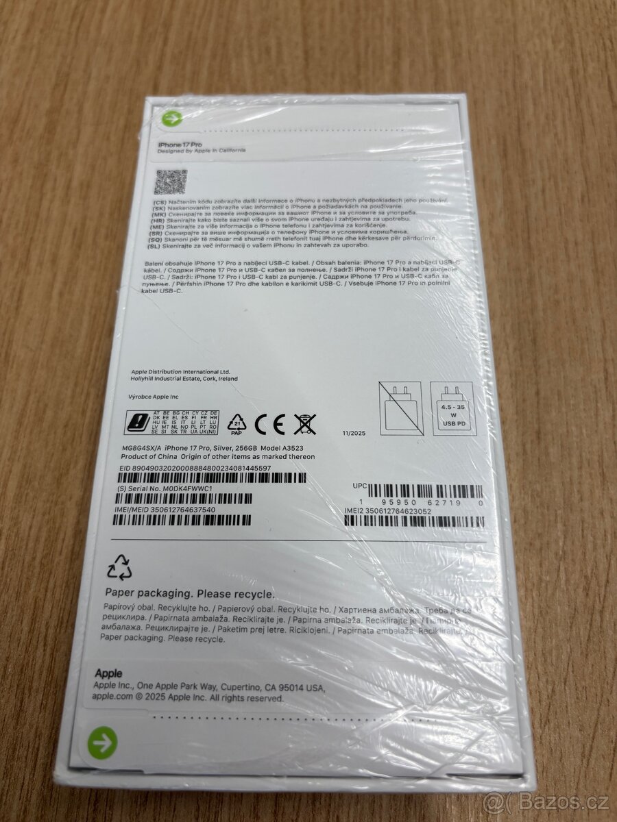 Nový nerozbalený Iphone 17 Pro - 256GB – stříbrný - 2