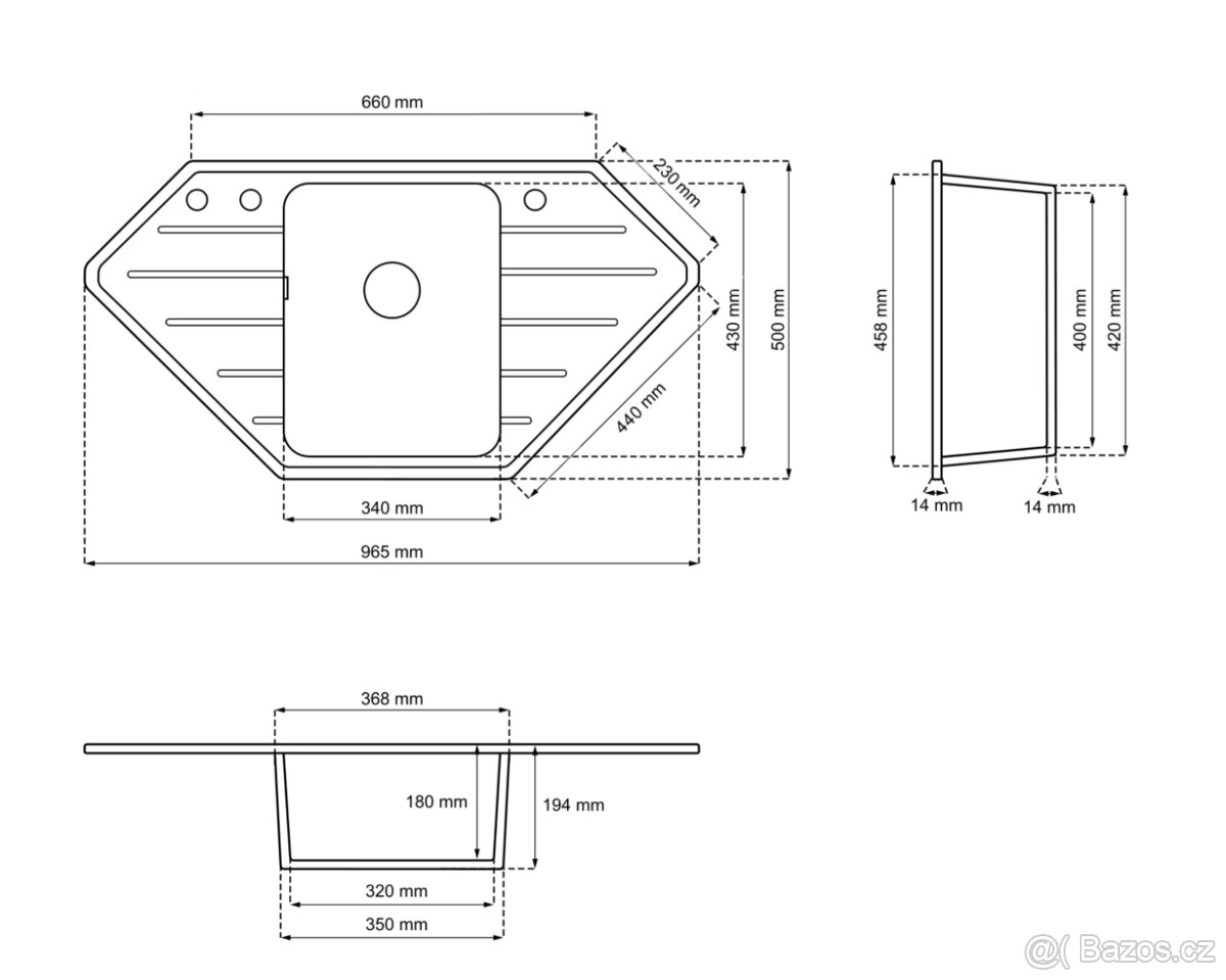 Rohový granitový dřez Lavello - 2
