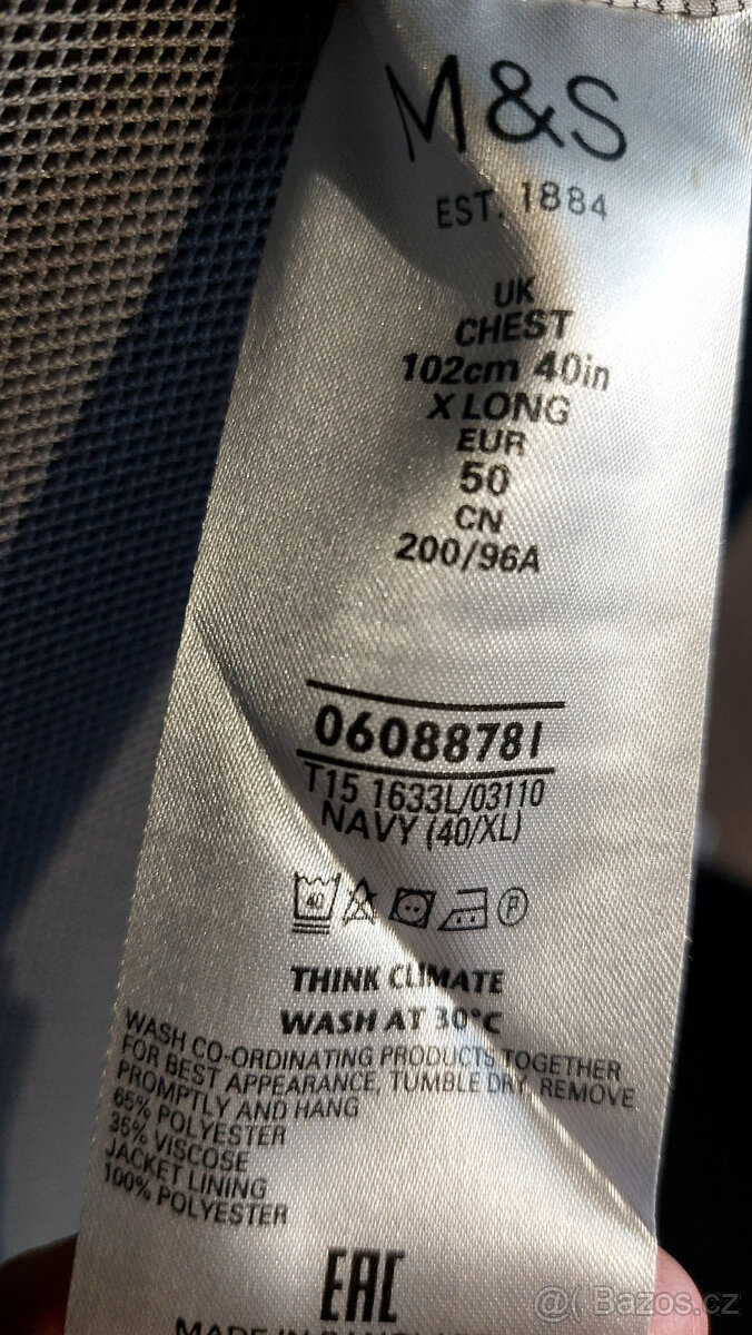 Pánský oblek M&S - prodloužený - 2