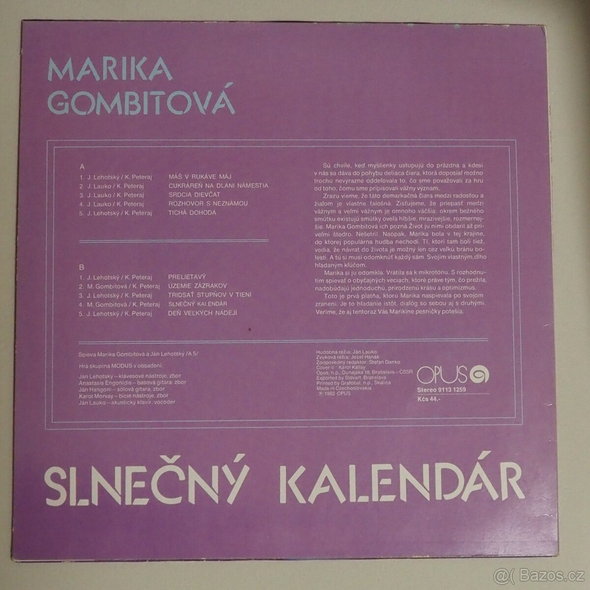 LP Marika Gombitová SLNEČNÝ KALENDÁR - 2