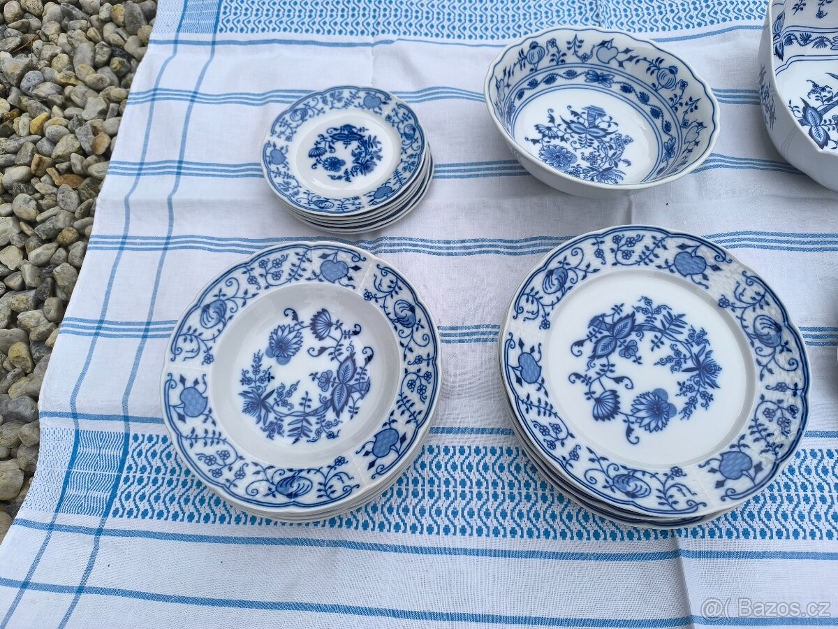 český cibulák, porcelán - sada 21 ks - 2