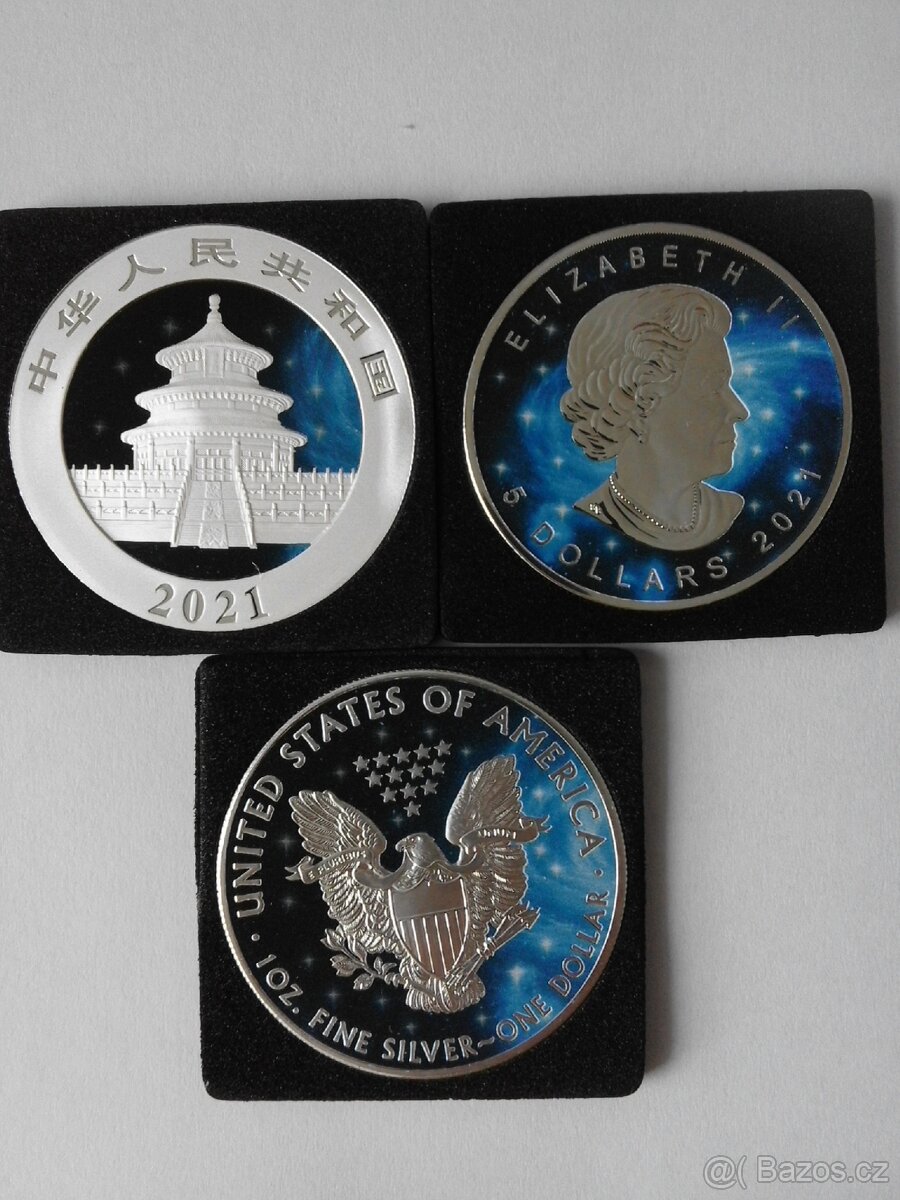 Sada 3 krásných stříbrných číslovaných mincí - 2