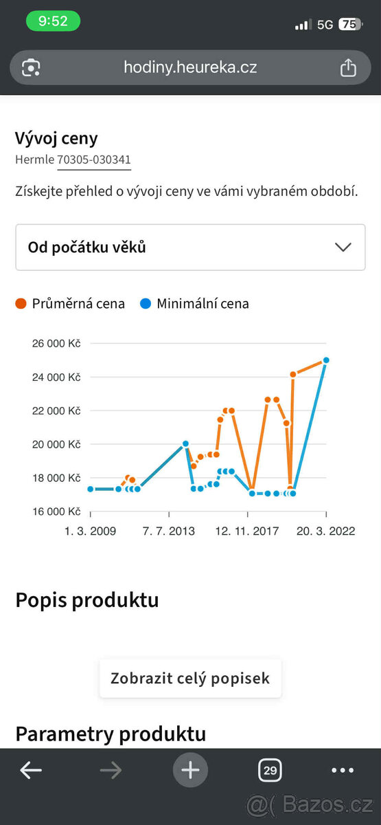 originál bicí hodiny Hermle - 2