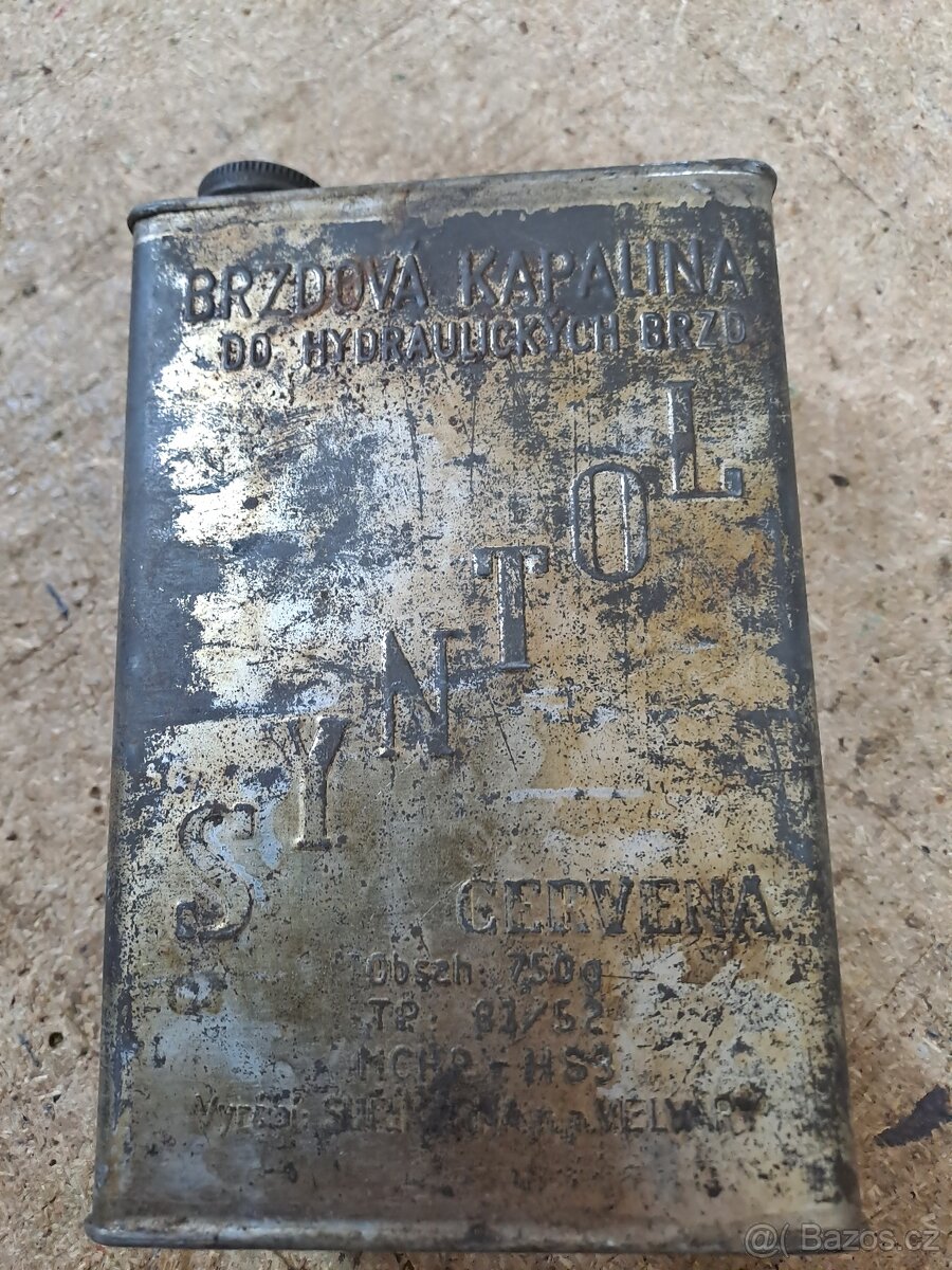 Starožitná plechová krabička na brzdovou kapalinu - 2