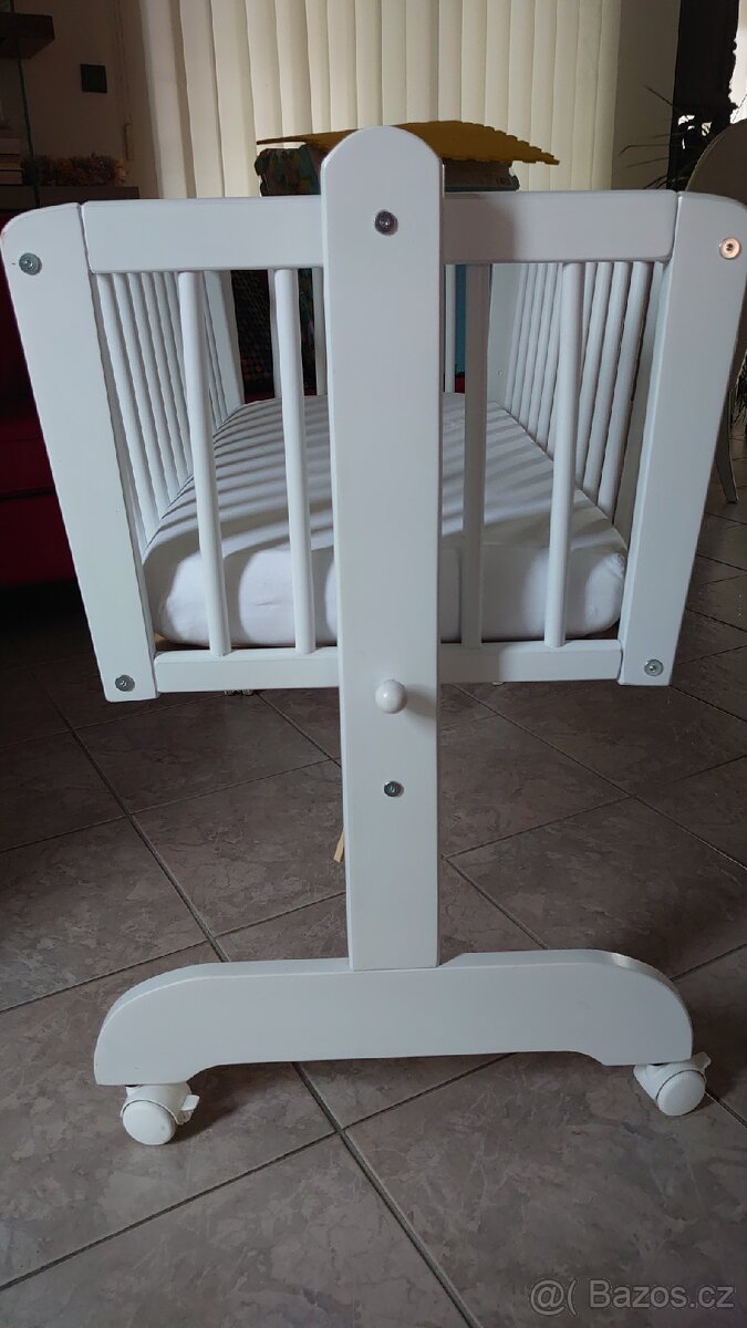 Dětská kolébka Scarlett (buk) bílá 90x41cm s matrací - 2