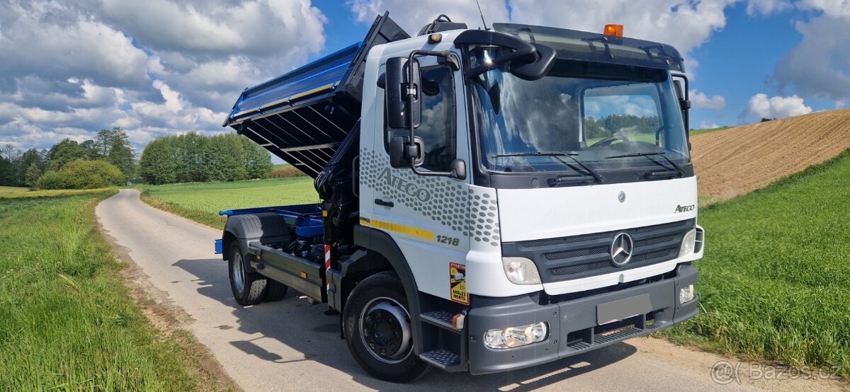 Mercedes Atego 1218 třístranný sklápěč s hydraulickou rukou - 2
