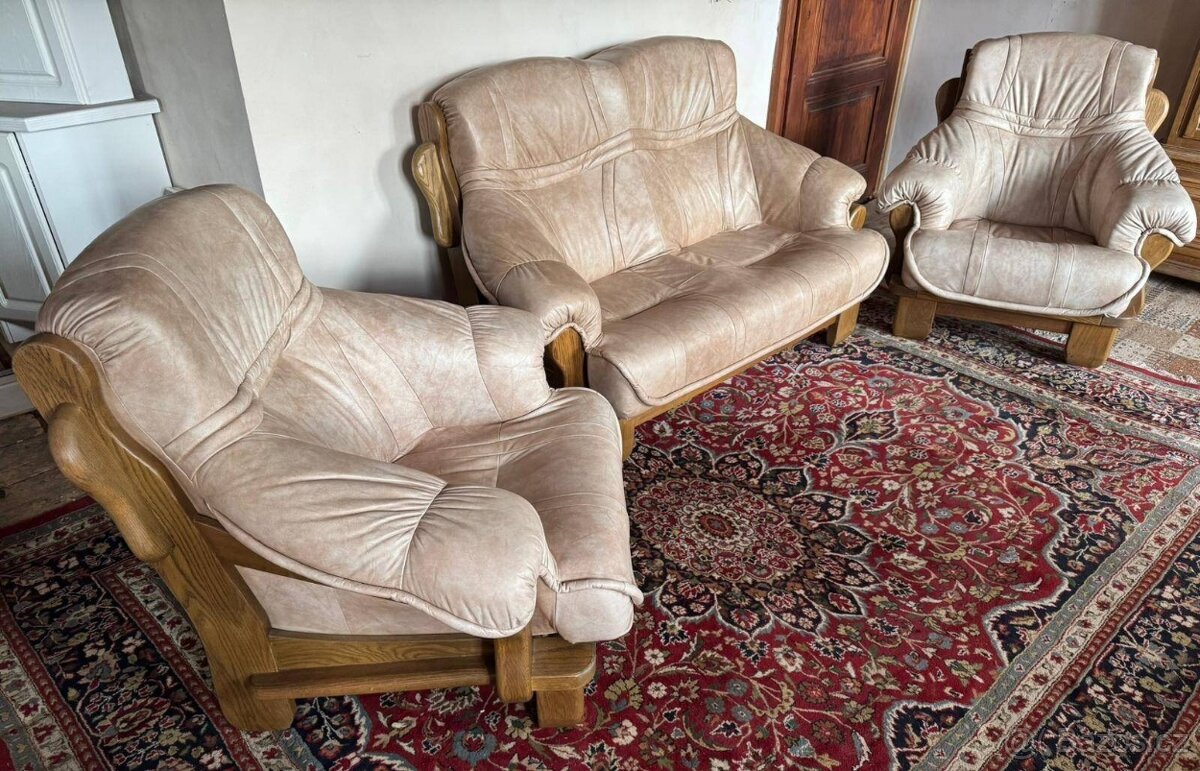 Rustikální dubová světlá sedací souprava, 4982 - 2