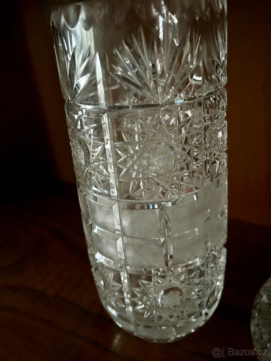 Sada broušené vázy s popelníkem - 2