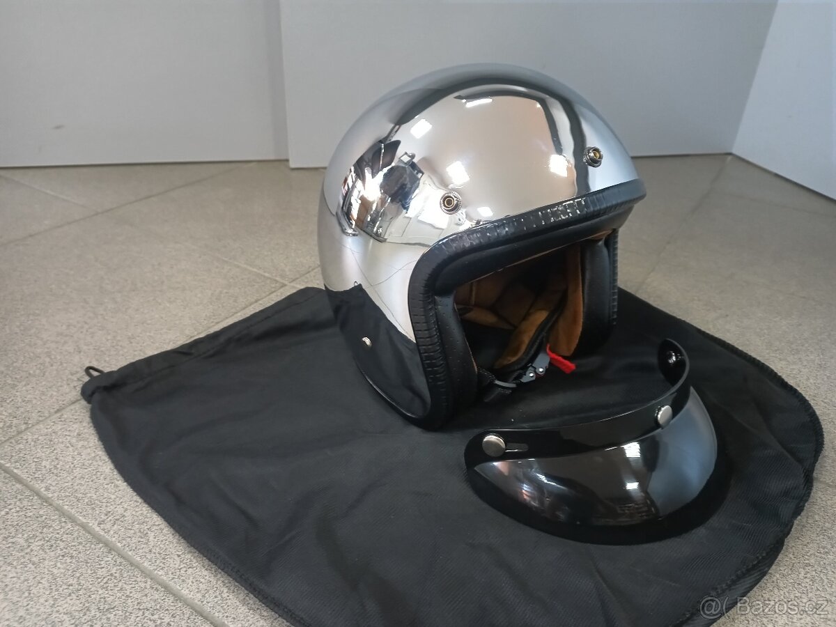 Prodám retro chrom helmu na moto NOVÁ - 2
