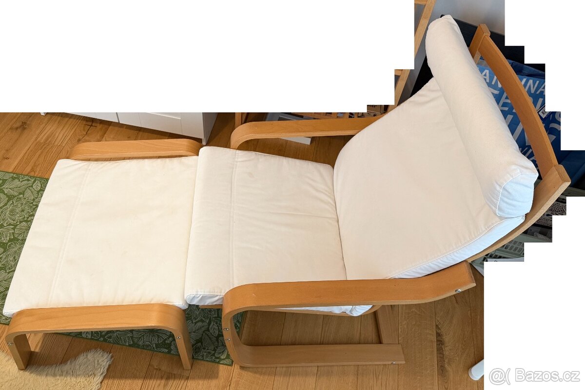 IKEA POÄNG Křeslo, bříza dýha + podnožka - 2