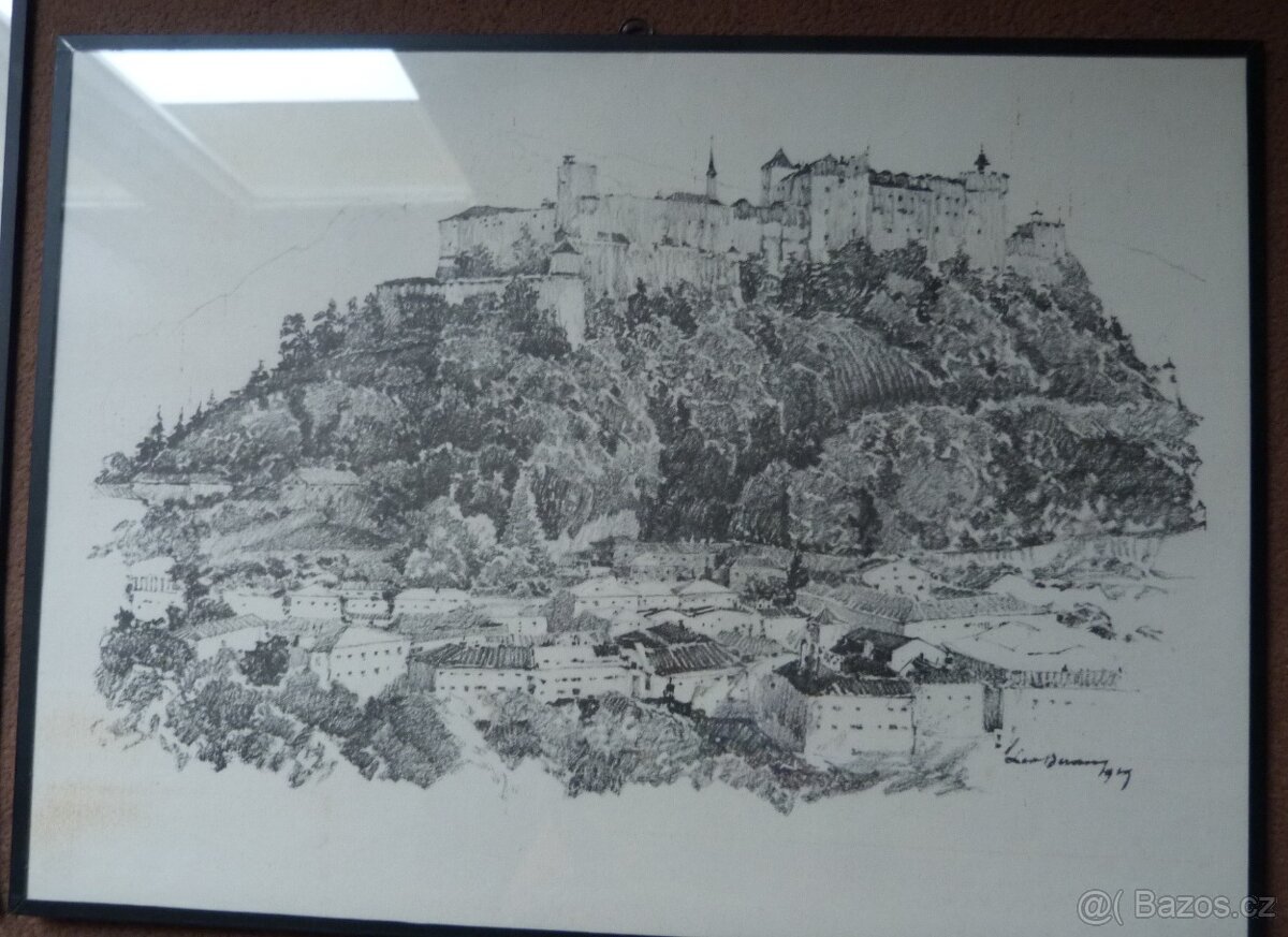 Obrazy tužkou-2 ks černě orámované - 2