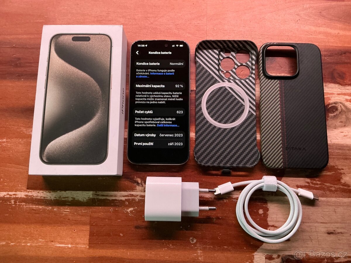 Apple iPhone 15 Pro 128 GB – Titan – TOP STAV, Baterie 92% - 2