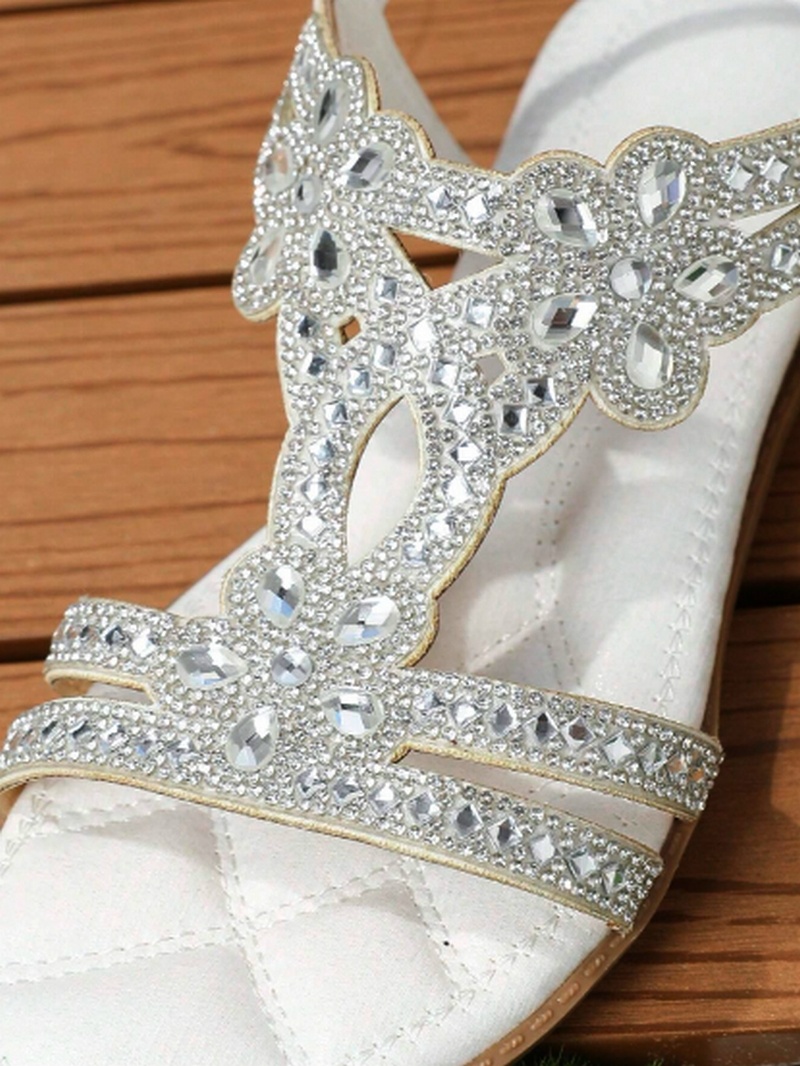 Bílé letní sandály s kamínky - 2