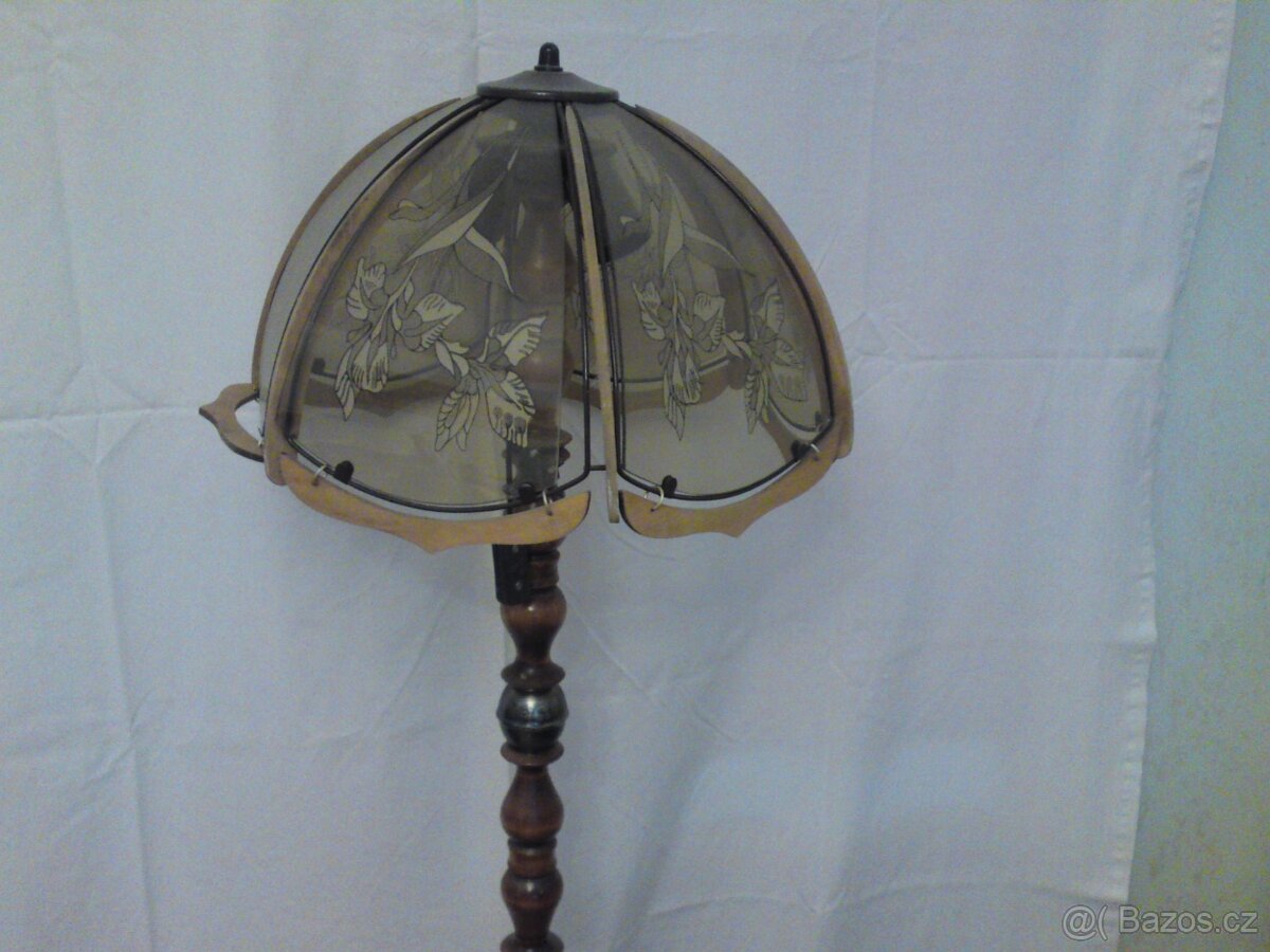Velká stojanová dřevěná lampa, lampička - 2