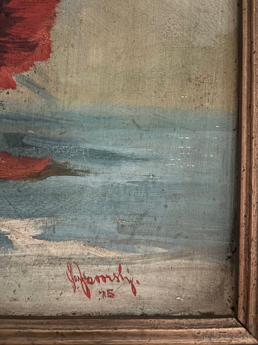 Obraz Jan Javorský, Vlčí máky 1975, olej 60x75 - 2