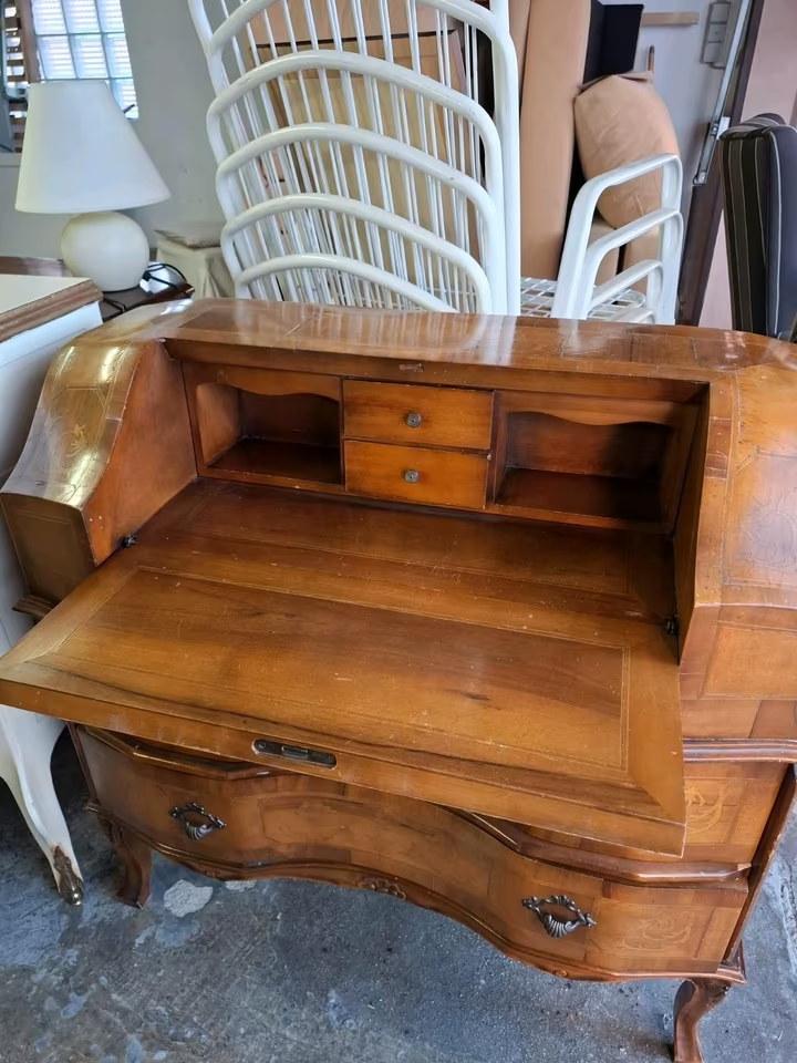 Barokní sekretář / psací komoda – ořech, intarzie - 2