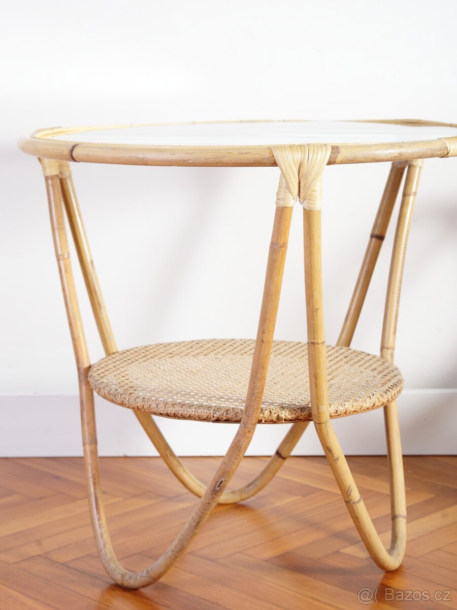 Retro Ratanový Stolek Fuchs - 2