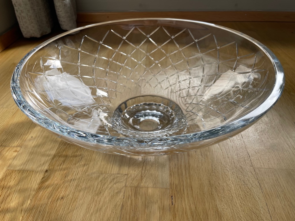 Umyvadlová mísa skleněná broušená, průměr 40 cm, sleva 70% - 2