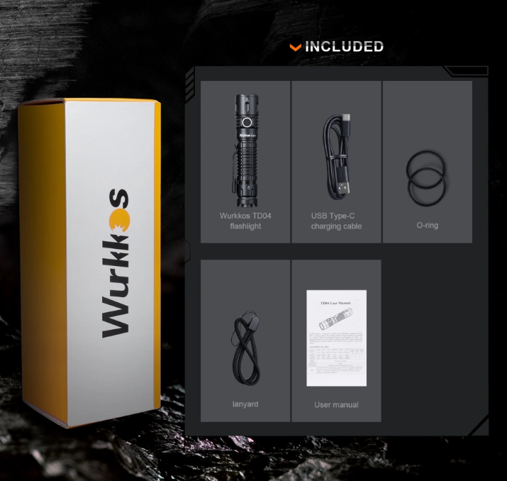 svítilna taktická Wurkkos TD04 3000 L, USB, 21700 5000mAh - 2