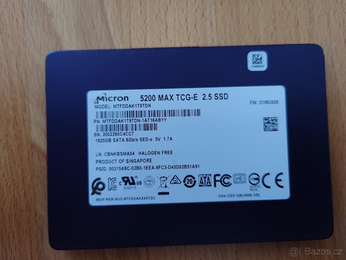 Prodám Enterprise SSD MICRON 5200 MAX 1,92TB 2,5 SATA - 2