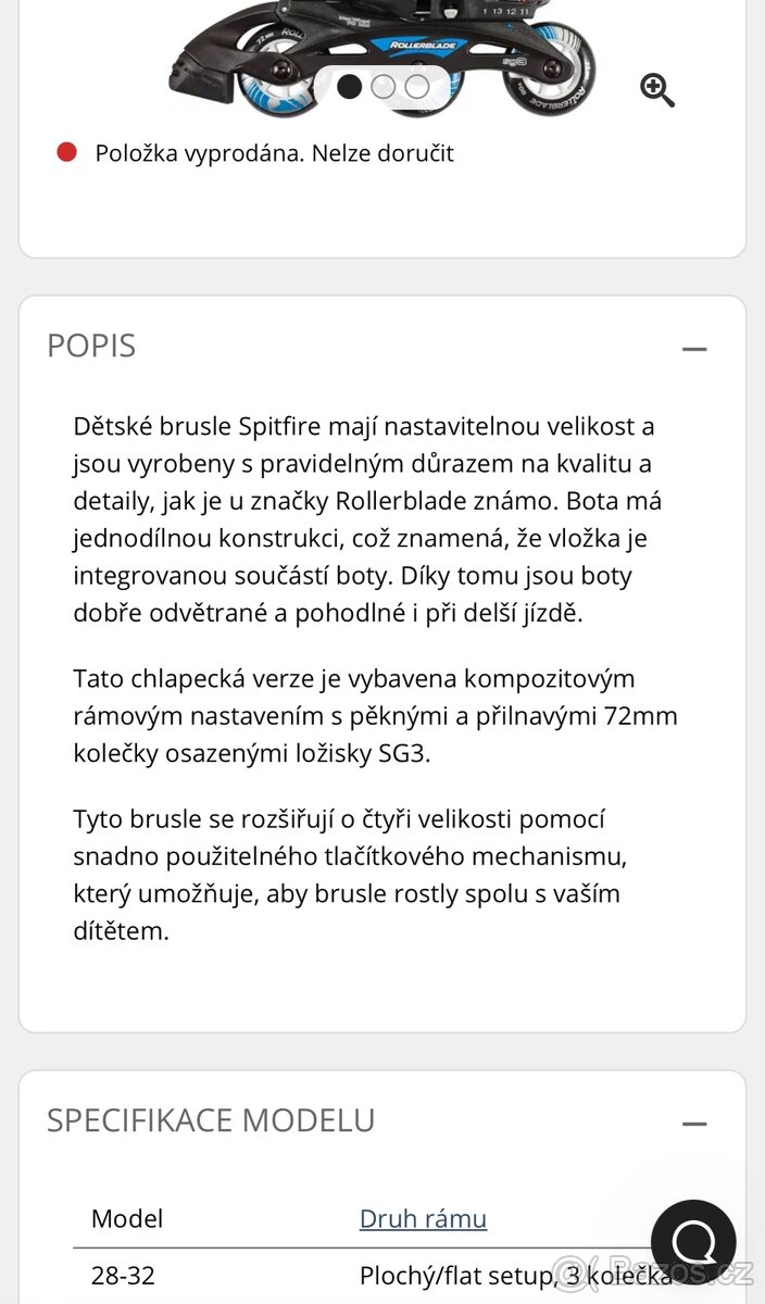 Kolečkové brusle RollerBlade SpitFire 28-32 - 2