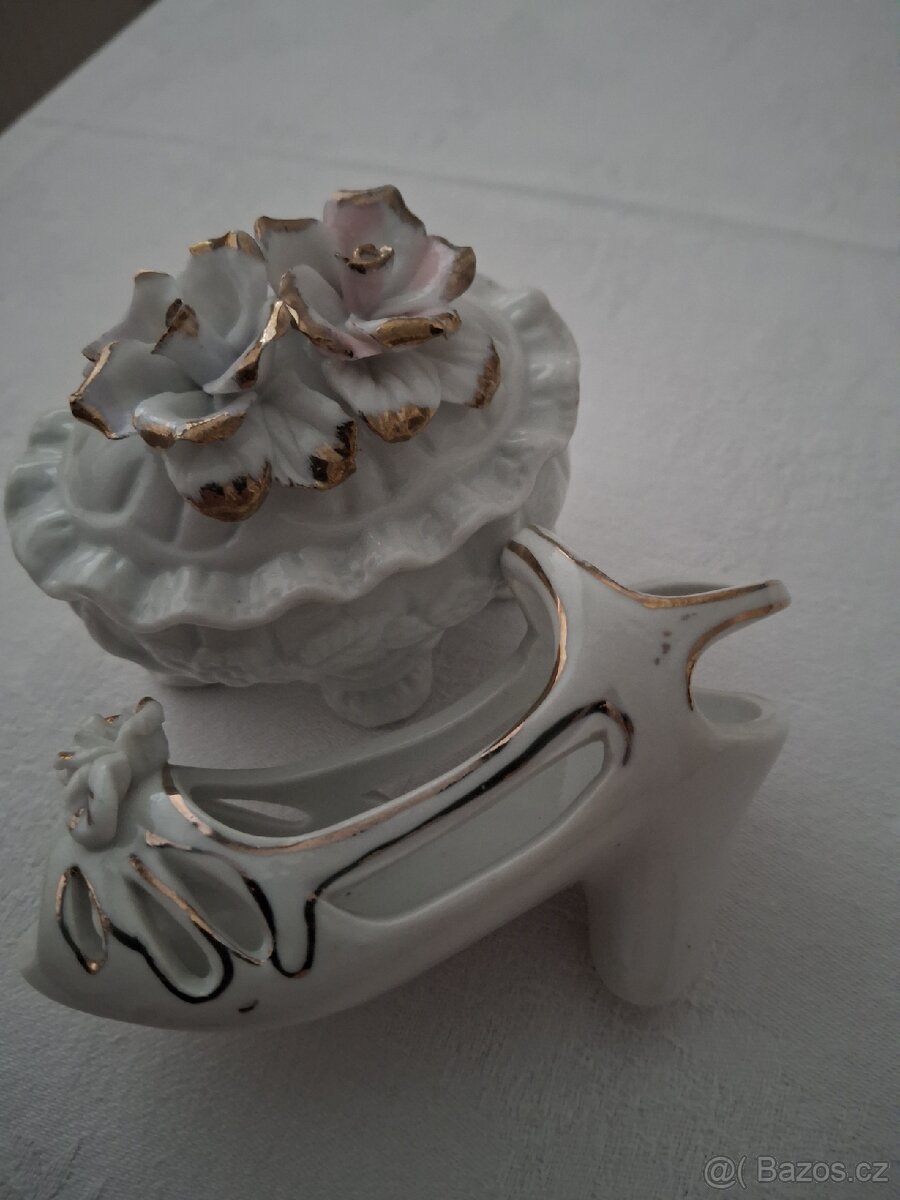 Porcelánový střevíc + miska - 2