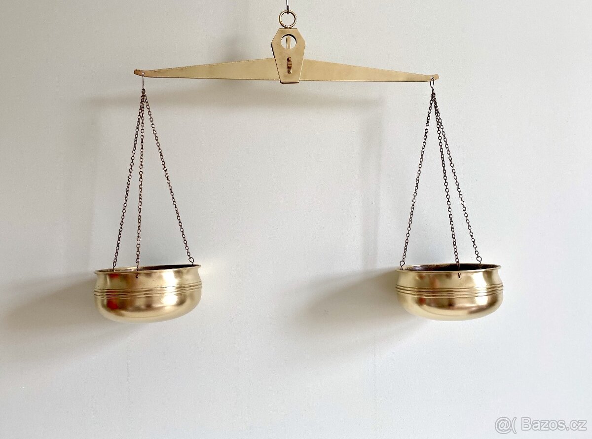 Velké starožitné mosazné značené váhy, Nemecko - 2