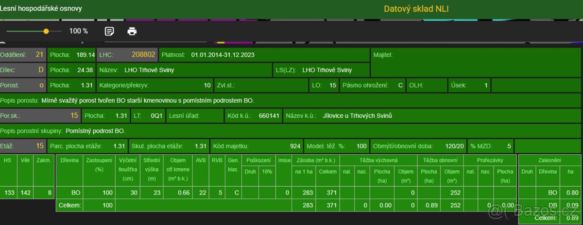 Prodám lesní pozemek v katastrálním území Jílovice u Trhovýc - 2