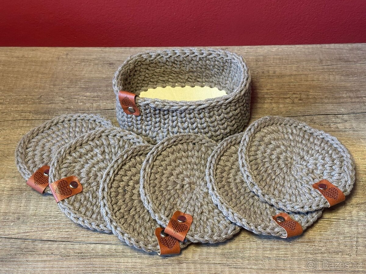 háčkovaný košík+prostírání - 2