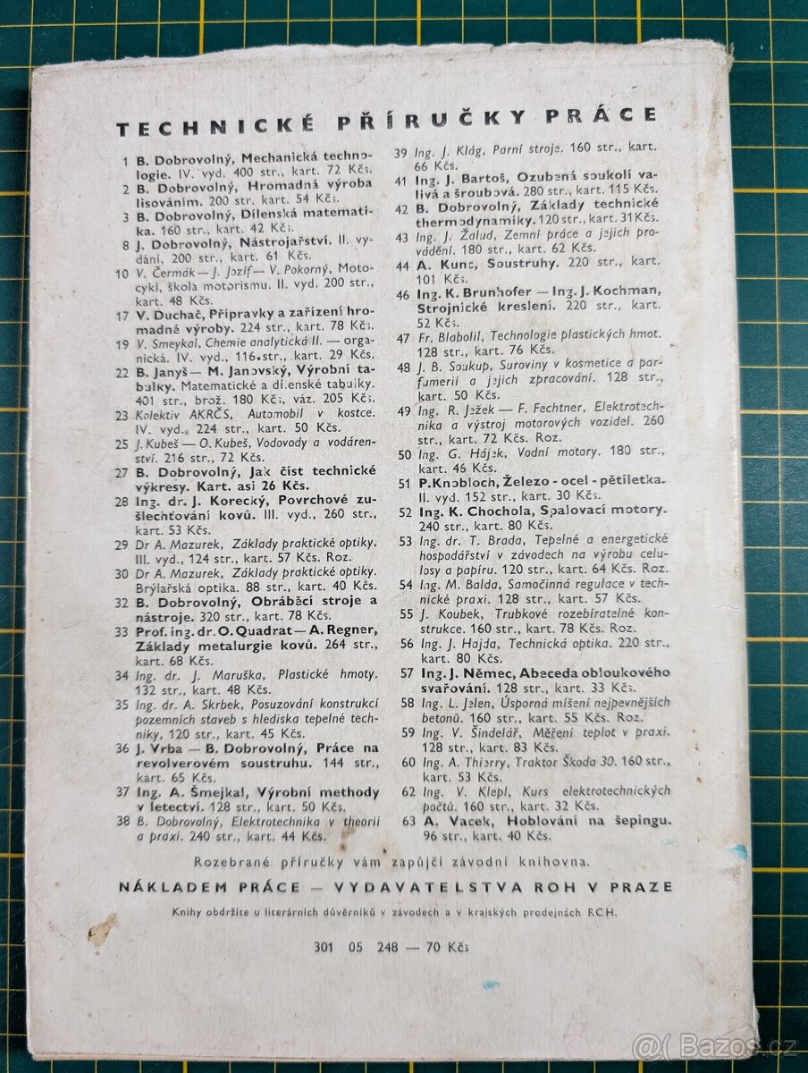 Výroba a oprava raznic a přípravků, 1952 - 2