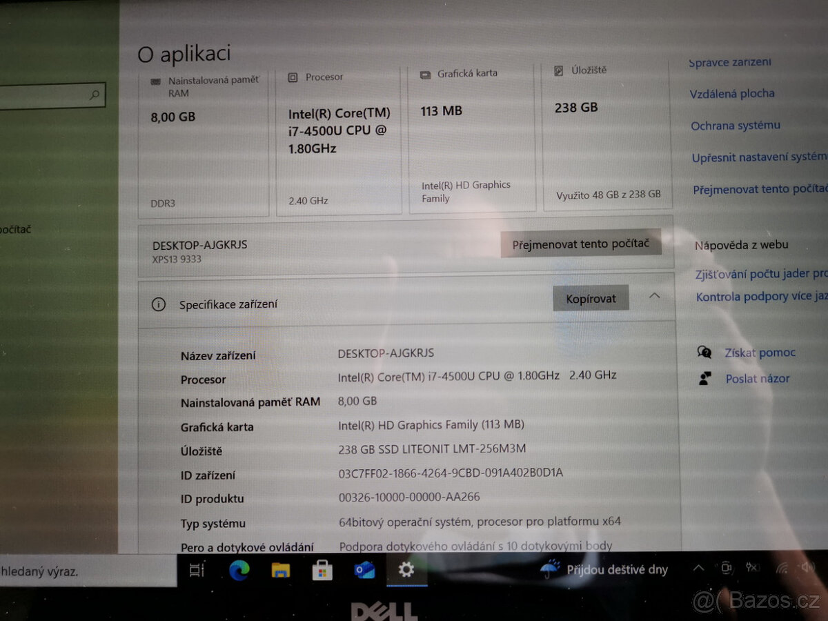 DELL XPS 13 dotykový 13,3"/i7-4500U/8G/256G SSD/W10, bat.KO - 2