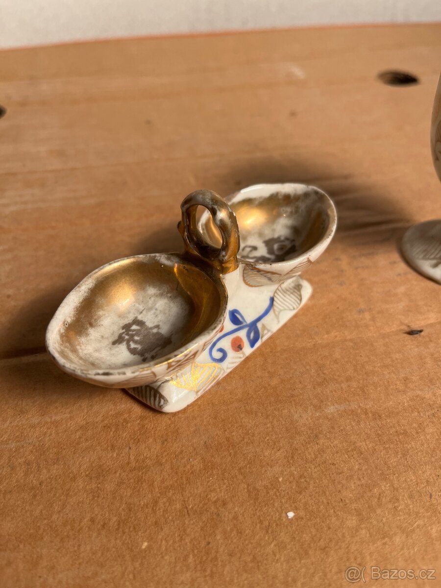 Kalíšek a solnička (dvojmiska) – Miniaturní porcelán - 2