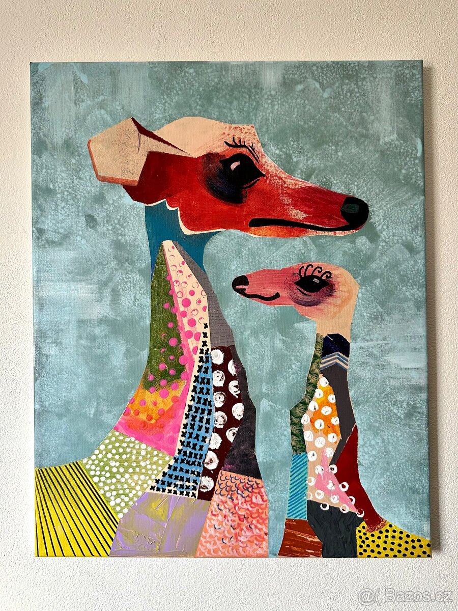 Obraz Psa (Chrt) Akrylová Malba - 2