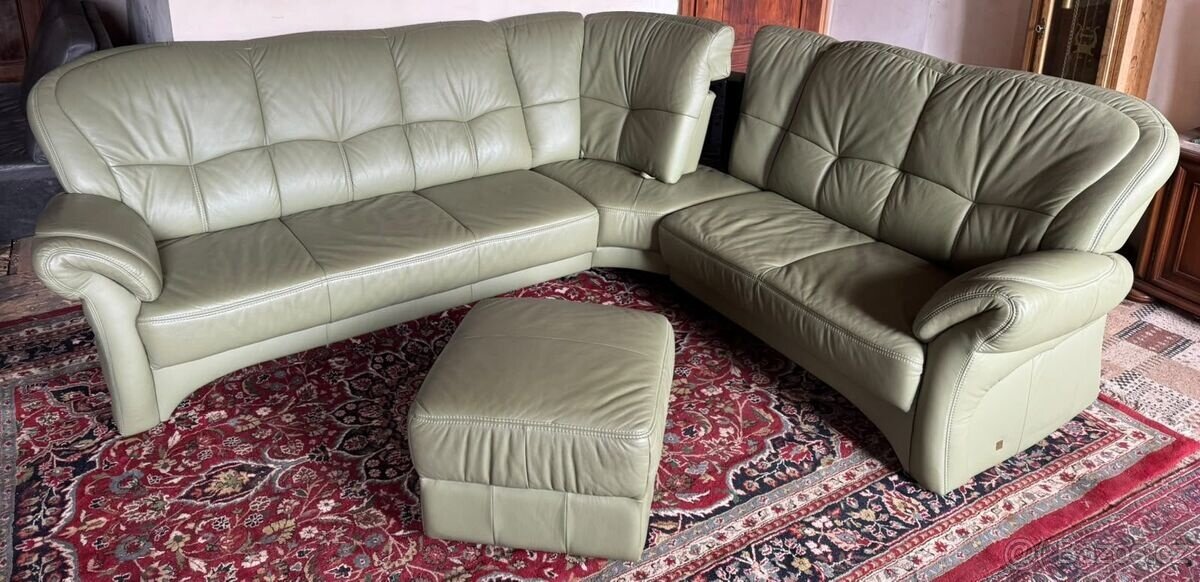 Celokožená rohová sedací souprava,7357 - 2