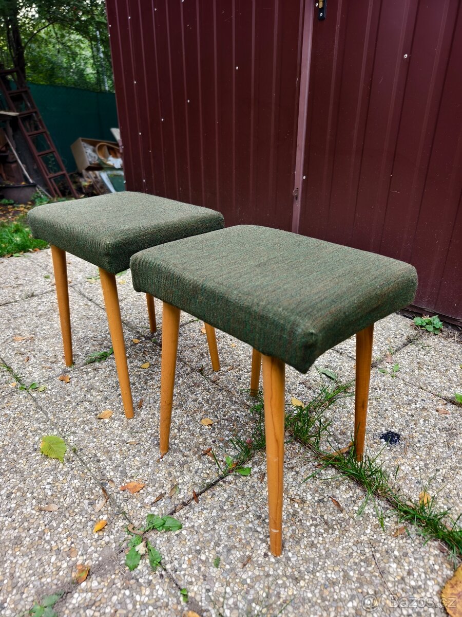 Krásné Retro stoličky /taburety Brusel_cena za kus - 2