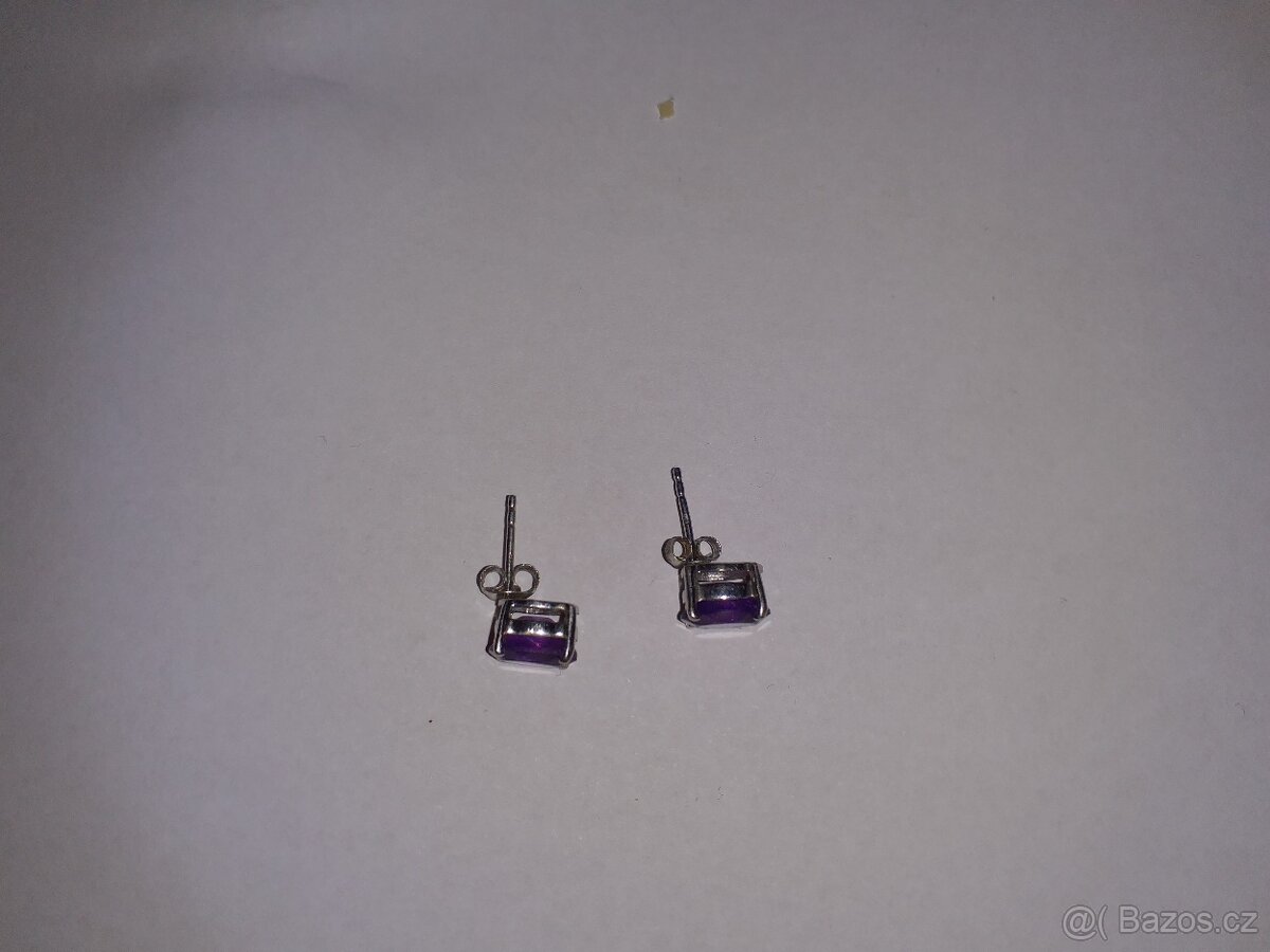 Stříbrné náušnice s ametysty - 2