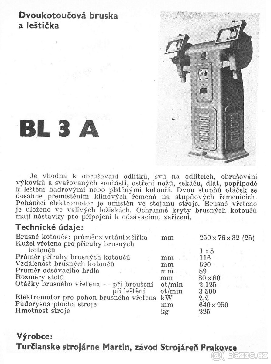 Dvoukotoučová bruska BL3A - 2