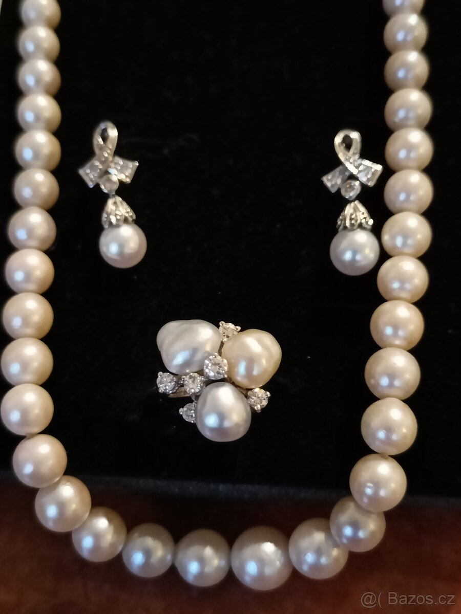 starozitny bril.14 k zlaty prsten,barokni perly - 2